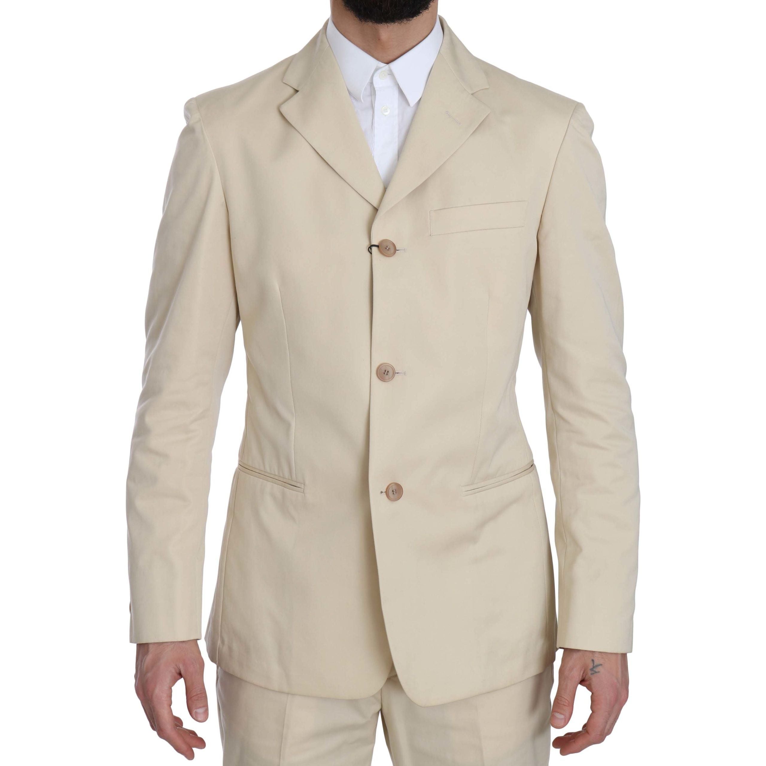 Romeo Gigli Beige Wool Suit with Classic Elegance