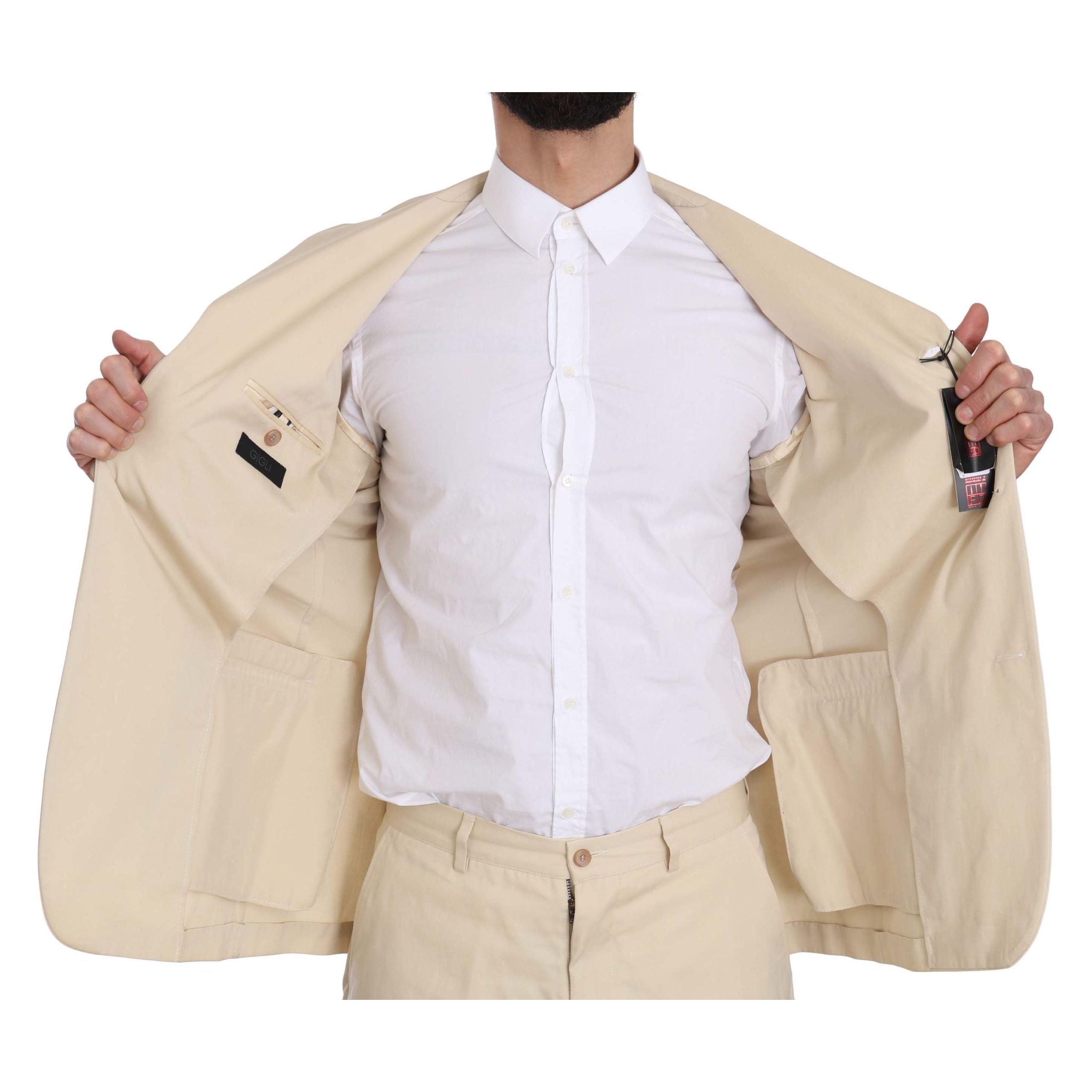Romeo Gigli Beige Wool Suit with Classic Elegance