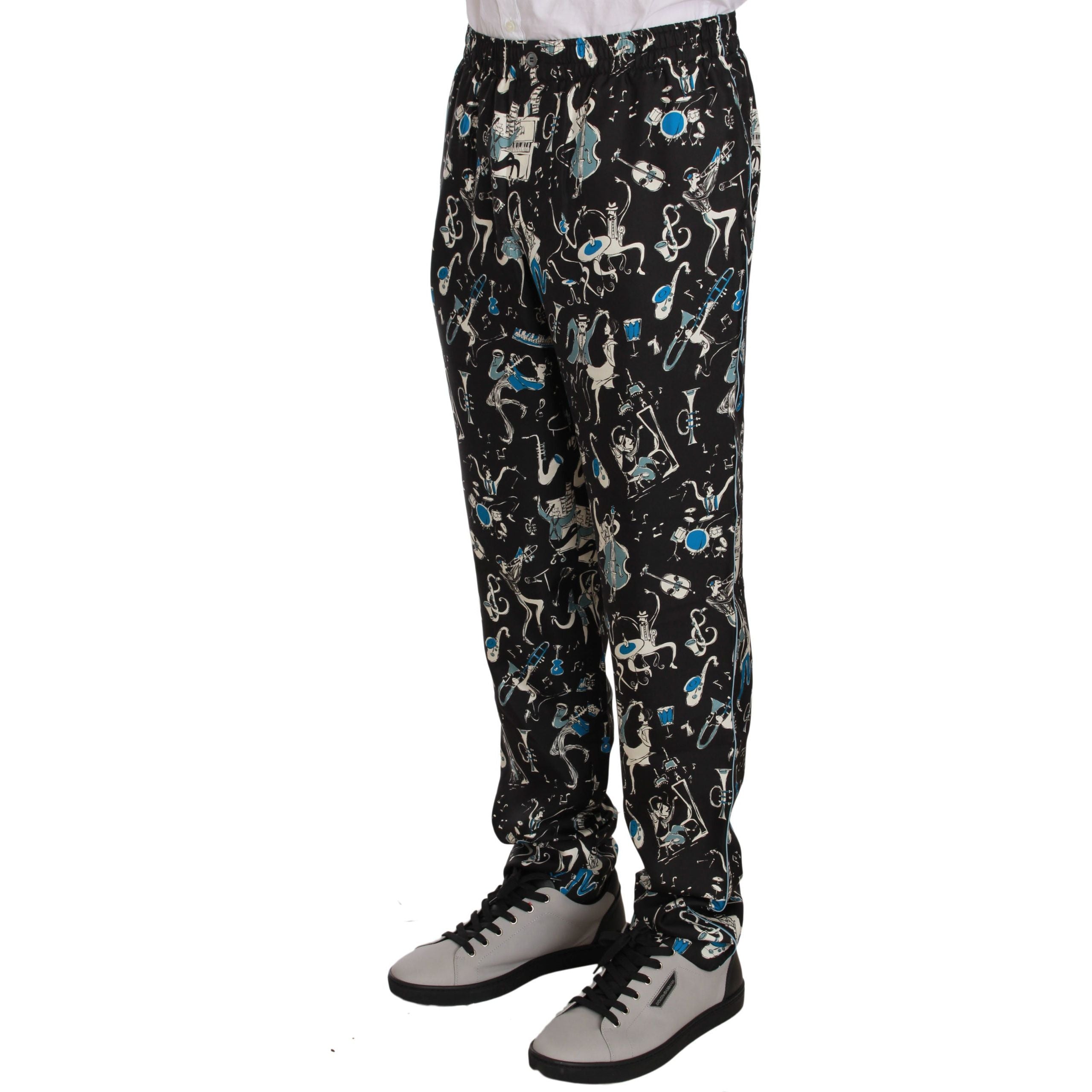 Dolce & Gabbana Multi Silk Lounge Pants with Unique Print