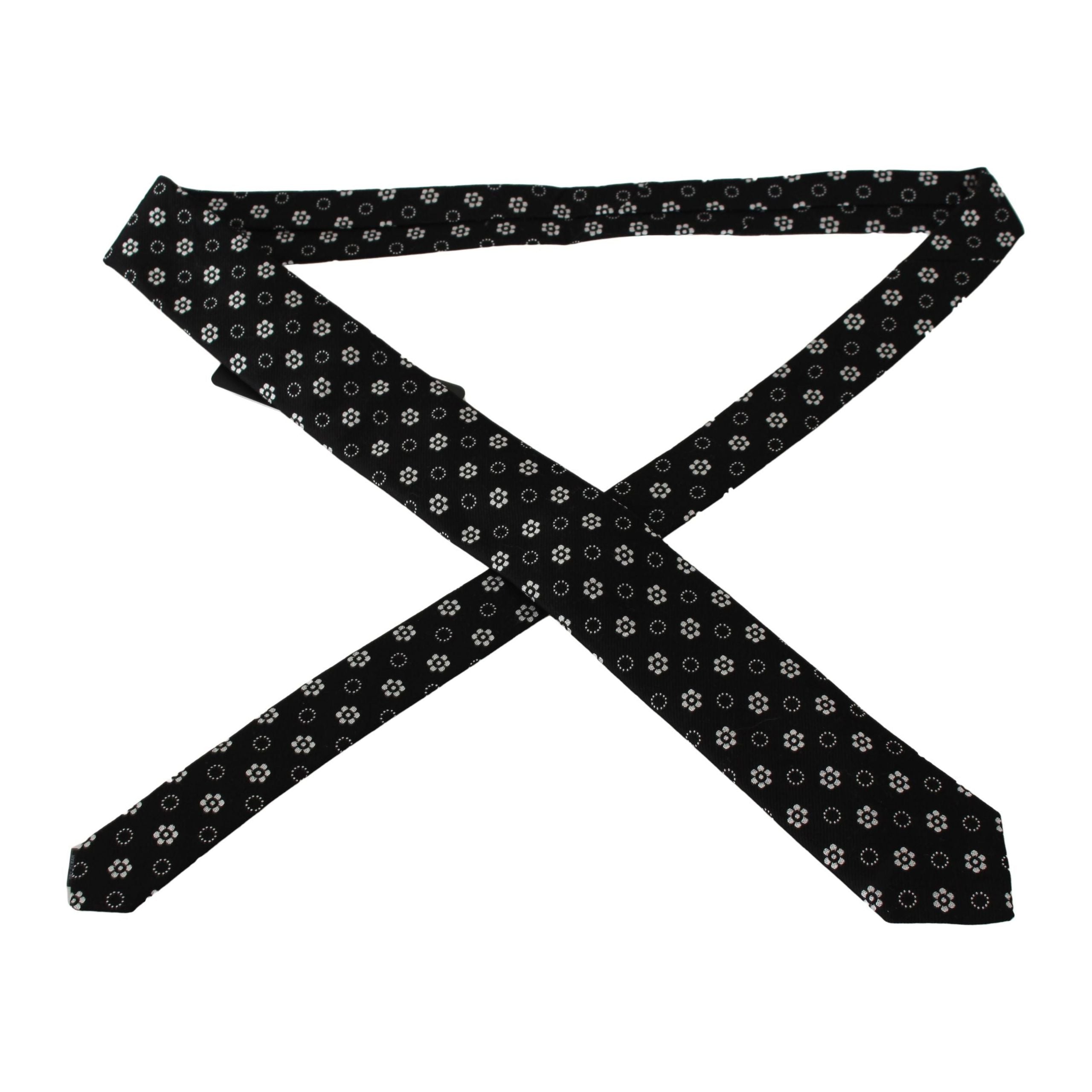 Dolce & Gabbana Black Floral Silk Necktie Luxury