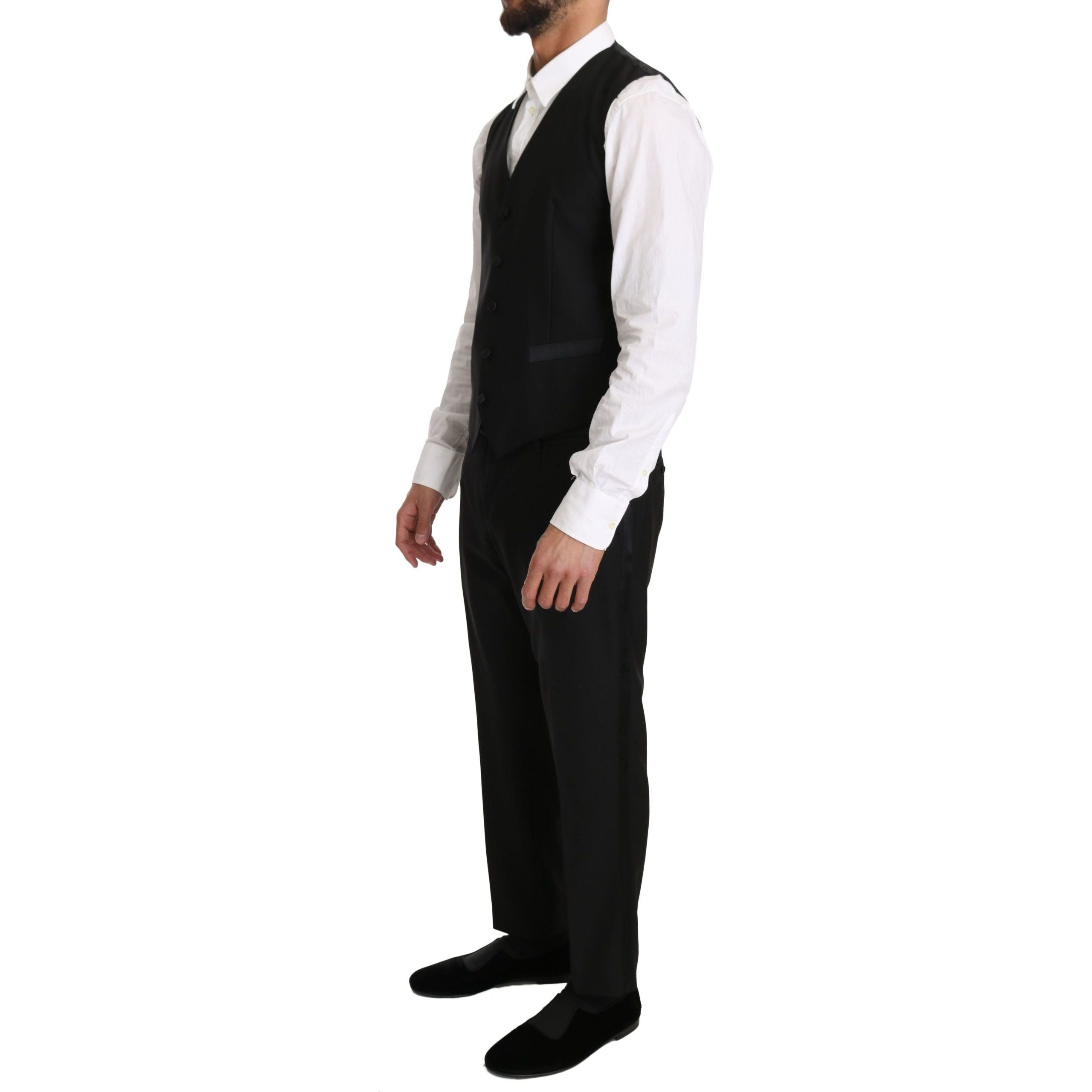 Dolce & Gabbana Black Wool Silk Formal Vest