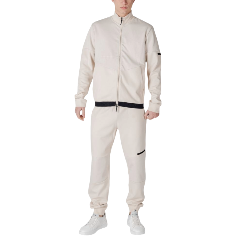 Emporio Armani EA7 Beige Cotton Sweatsuit for Elevated Leisure