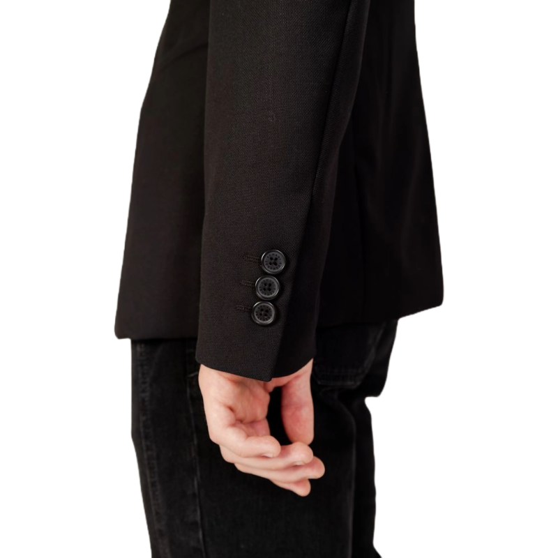 Armani Exchange Black Viscose Lapel Blazer for Effortless Elegance