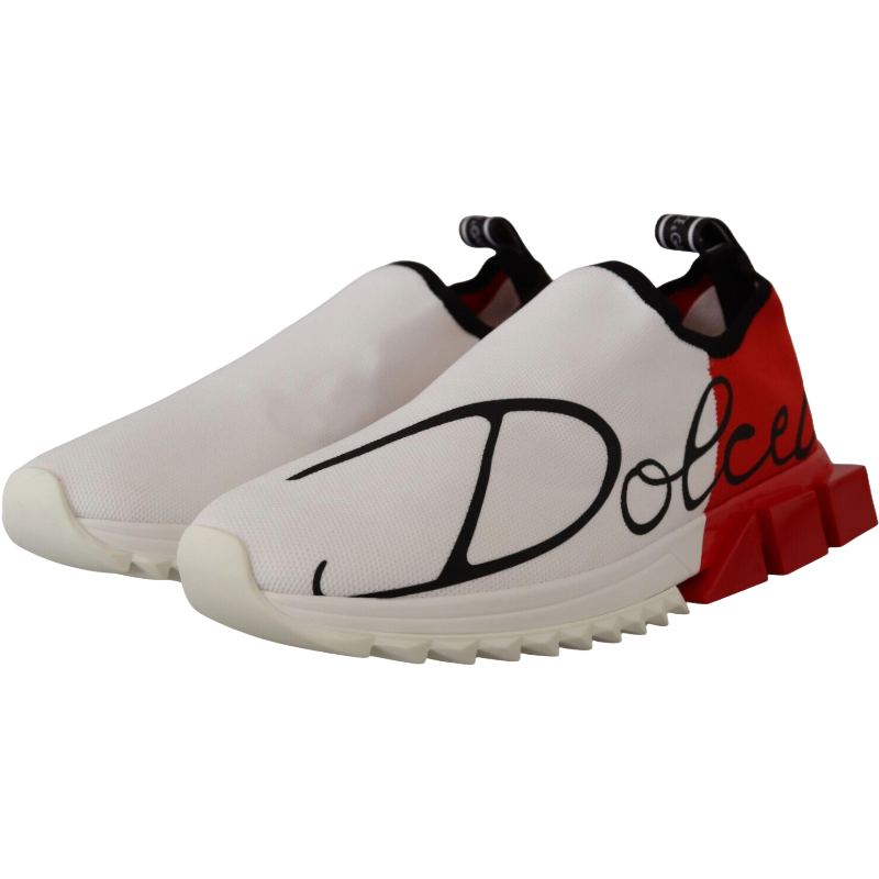 Dolce & Gabbana Red Knit Sneakers with Rubber Sole