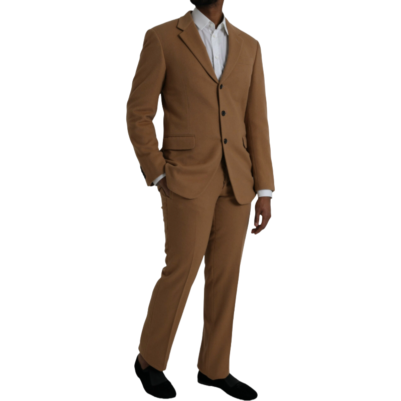 Prada Brown Cashmere 2 Piece Single Breasted Suit Elegance