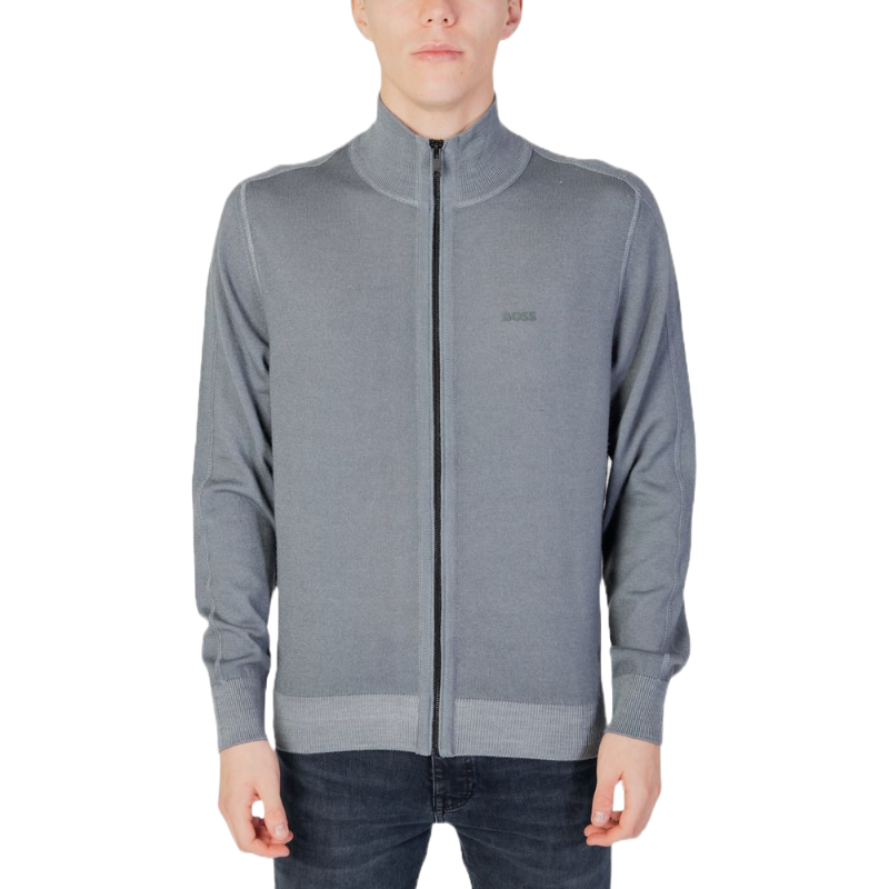 Hugo Boss Gray Pure Wool Cardigan for Elevated Style