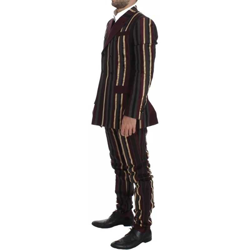 Dolce & Gabbana Burgundy Silk 3 Piece Slim Fit Suit