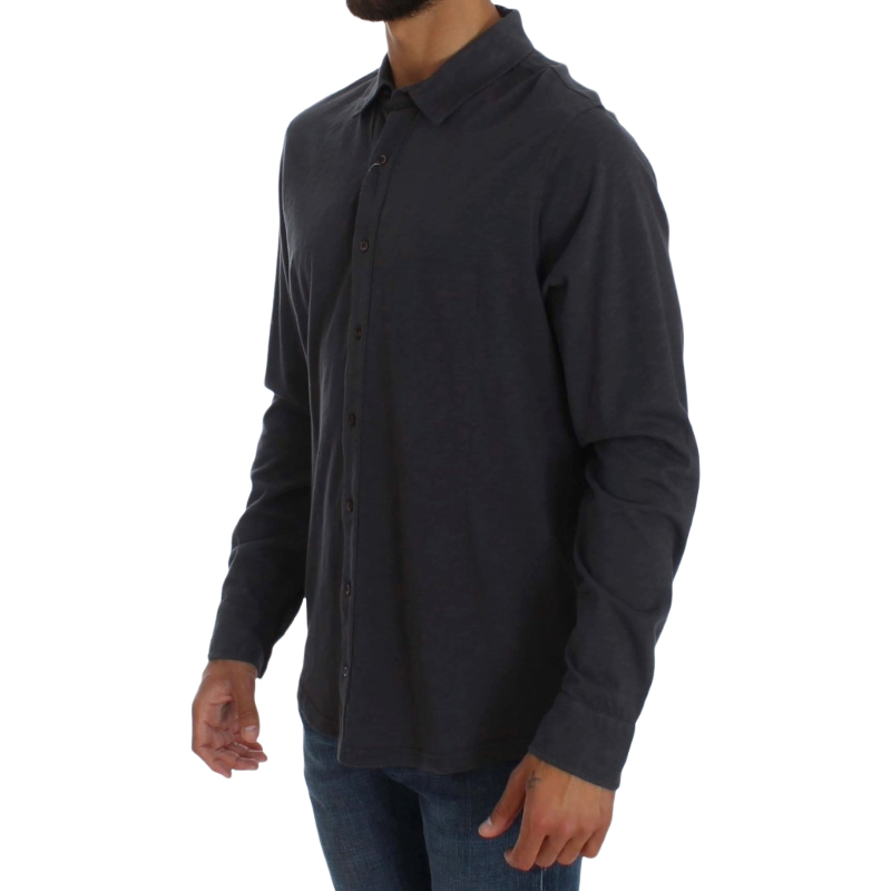 Alpha Massimo Rebecchi Sleek Navy Blue Casual Cotton Shirt