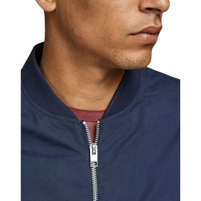 Jack & Jones Blue Bomber Jacket with Arm Zipper Elegance