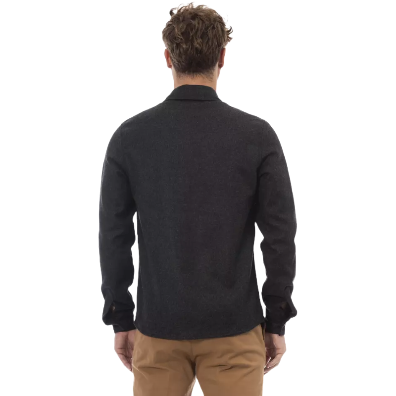 Alpha Studio Black Wool Shirt - Timeless Elegance Redefined