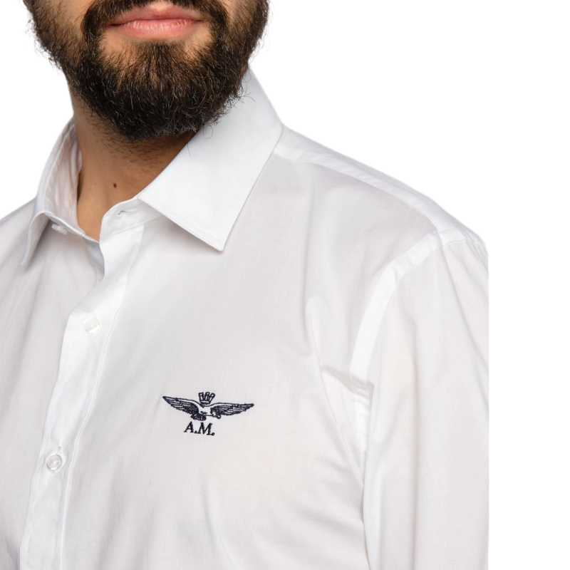 Aeronautica Militare White Cotton Shirt for Timeless Elegance