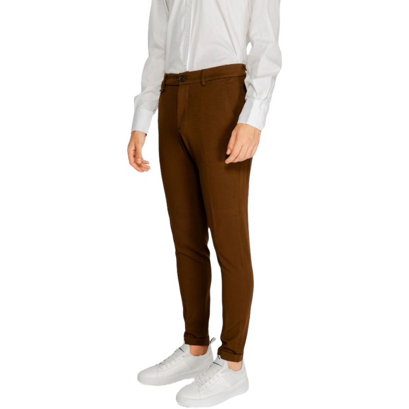 Antony Morato Brown Viscose Trousers with Tailored Elegance