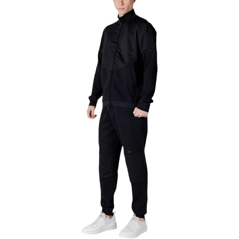 Emporio Armani EA7 Black Cotton Sweatsuit for Elevated Style