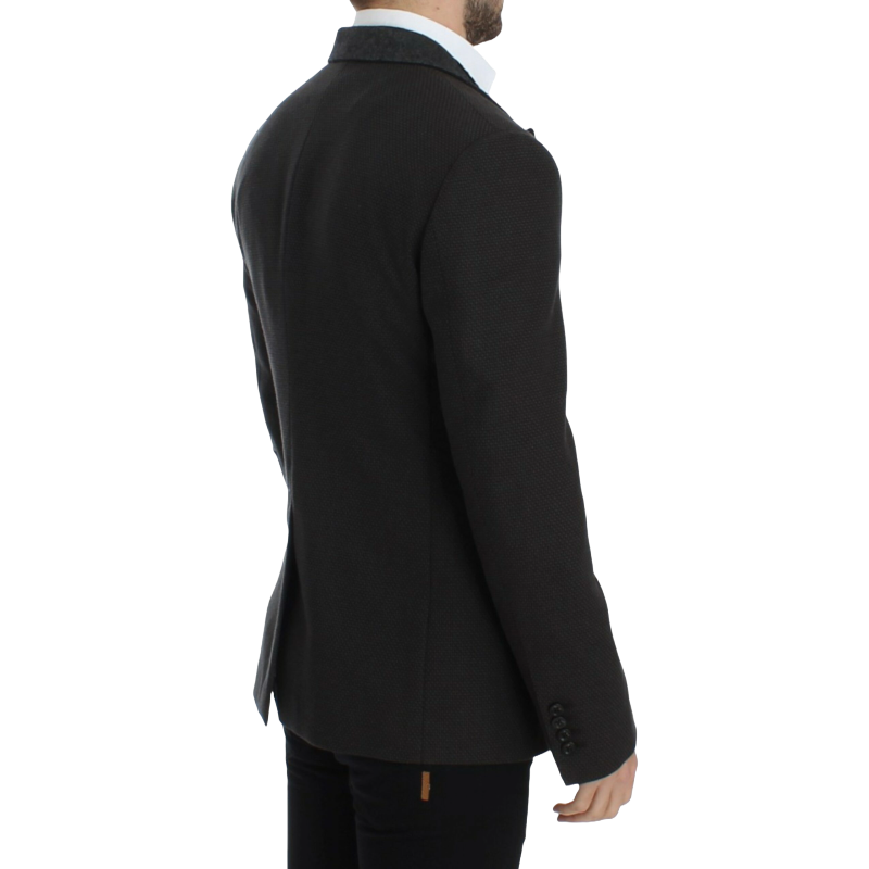 Dolce & Gabbana Brown Wool Silk Double Breasted Blazer