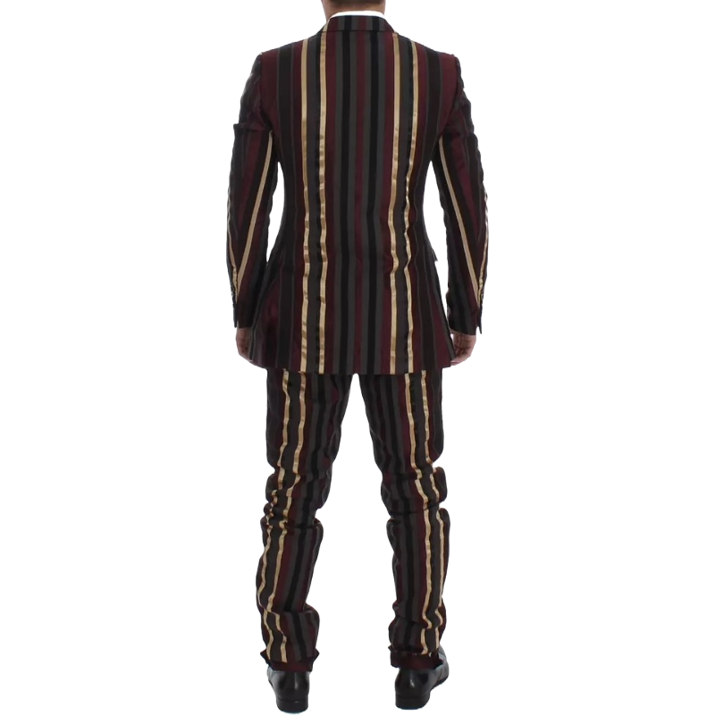 Dolce & Gabbana Burgundy Silk 3 Piece Slim Fit Suit