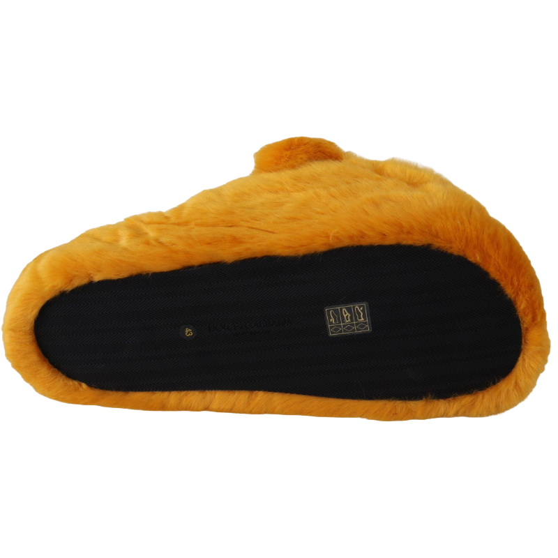 Dolce & Gabbana Sunshine Yellow Leather Lion Slippers