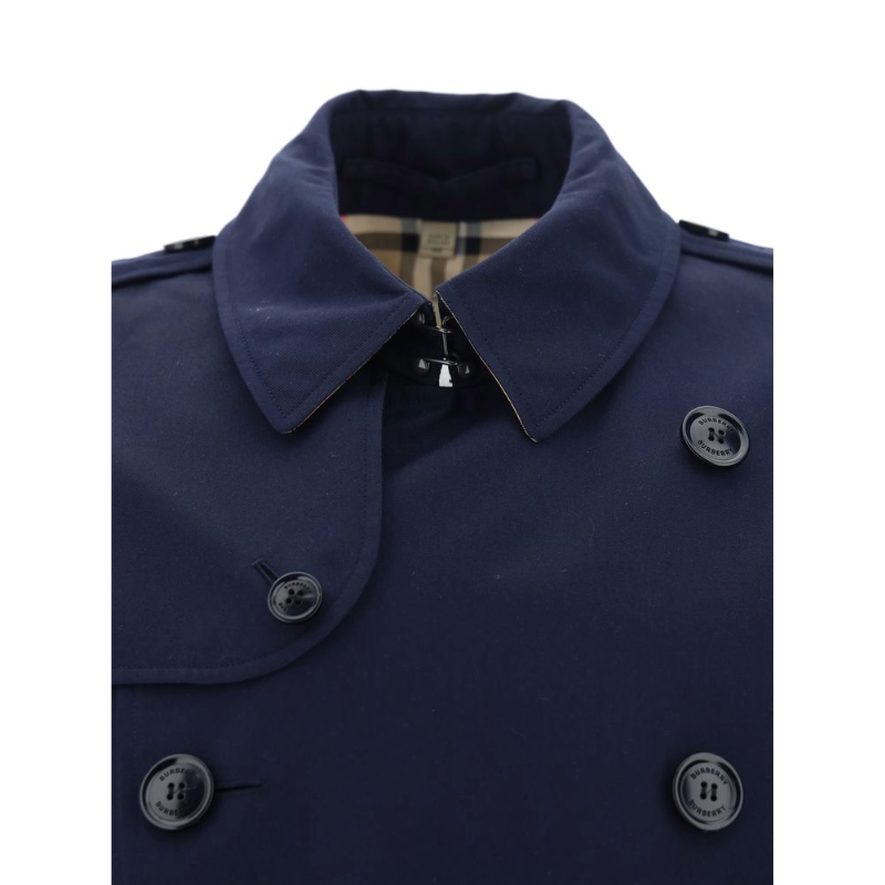 Burberry Mid-Length Navy Blue Wool Coat for Elegance
