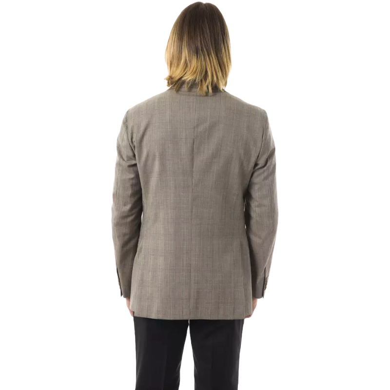 Uominitaliani Grey Premium Wool Formal Blazer for Elevated Style