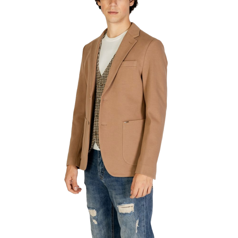 Gianni Lupo Beige Cotton Blazer: Timeless Elegance Redefined