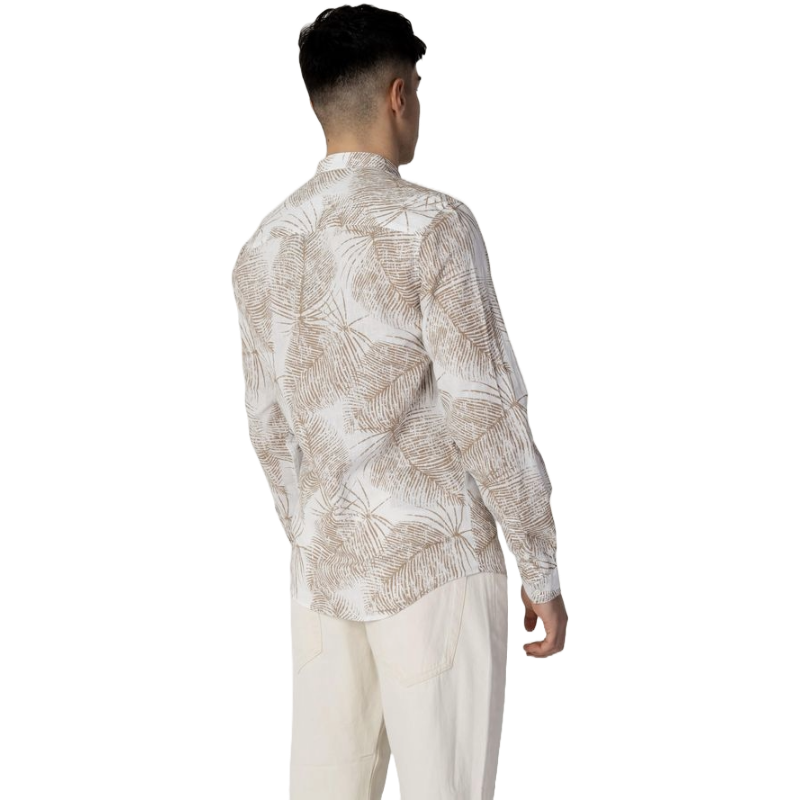 Beige Artwork Linen Shirt for Effortless Sophistication