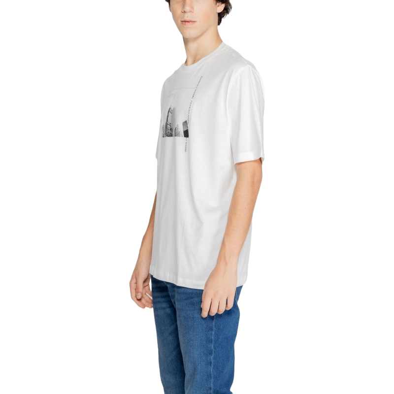 Armani Exchange White Cotton T-Shirt in Timeless Elegance