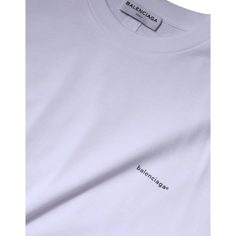 Balenciaga White Cotton Crew Neck T-shirt for Effortless Elegance