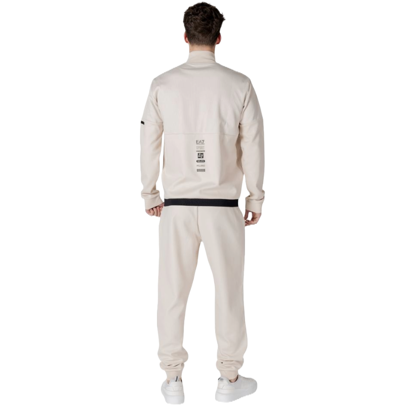 Emporio Armani EA7 Beige Cotton Sweatsuit for Elevated Leisure