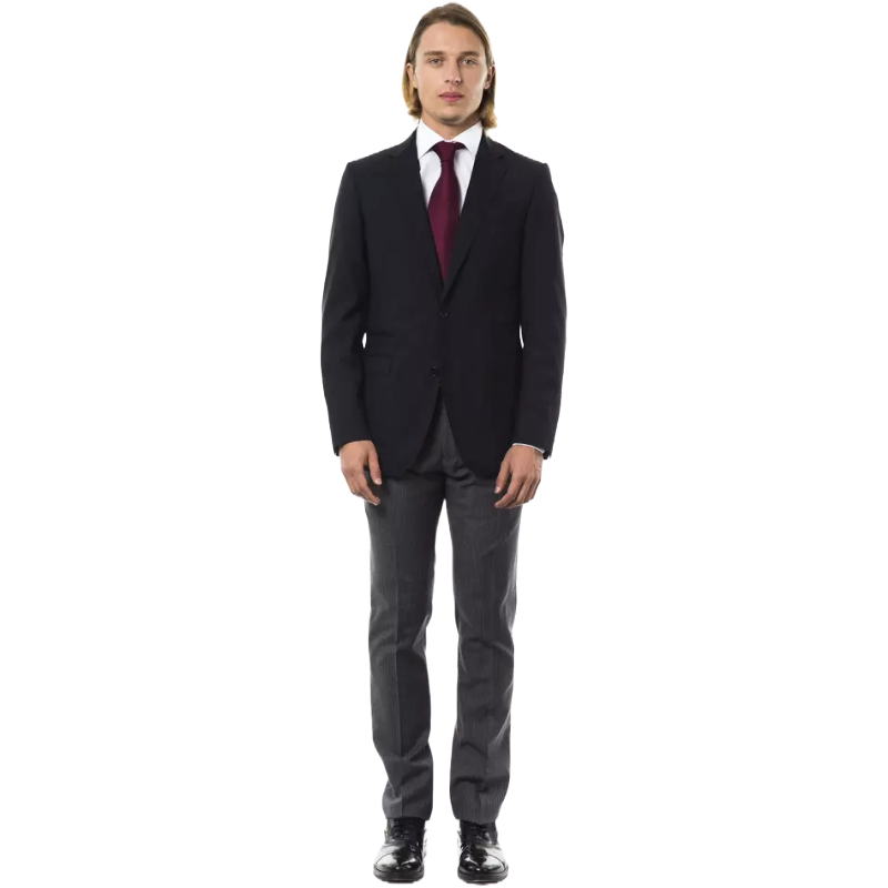 Uominitaliani Black Premium Wool Formal Blazer for Timeless Elegance