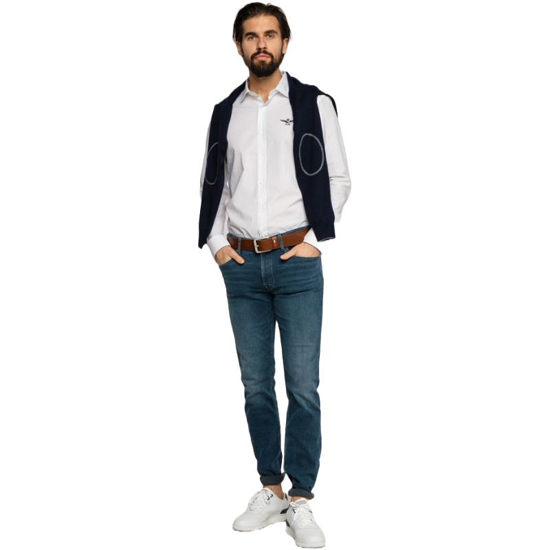 Aeronautica Militare White Cotton Shirt for Timeless Elegance