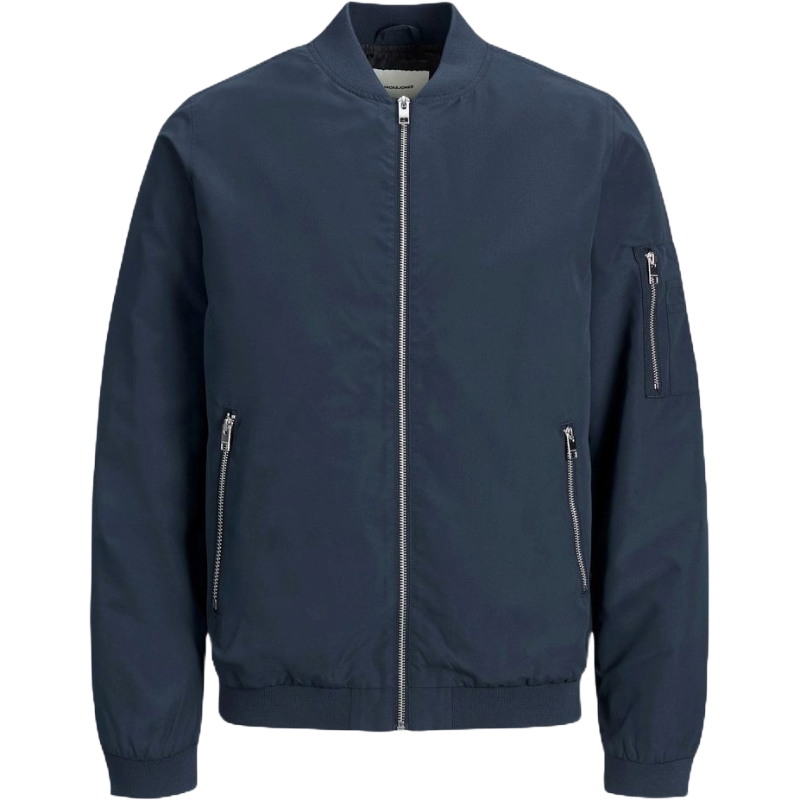 Jack & Jones Blue Bomber Jacket with Arm Zipper Elegance