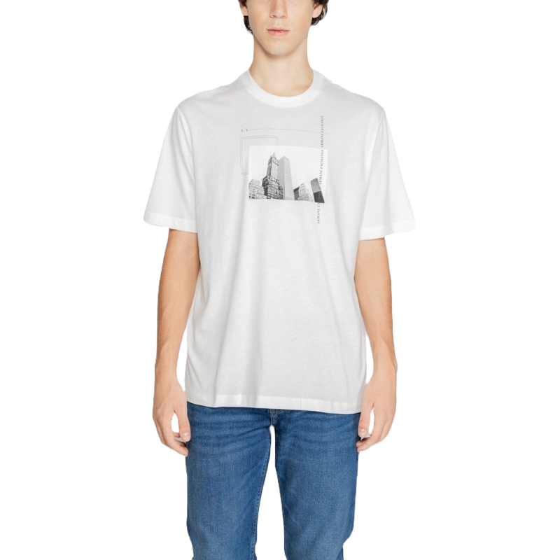 Armani Exchange White Cotton T-Shirt in Timeless Elegance