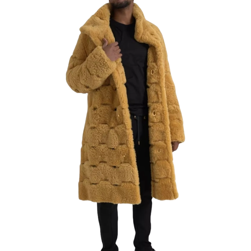 Bottega Veneta Yellow Wool Long Teddy Coat Jacket Luxe