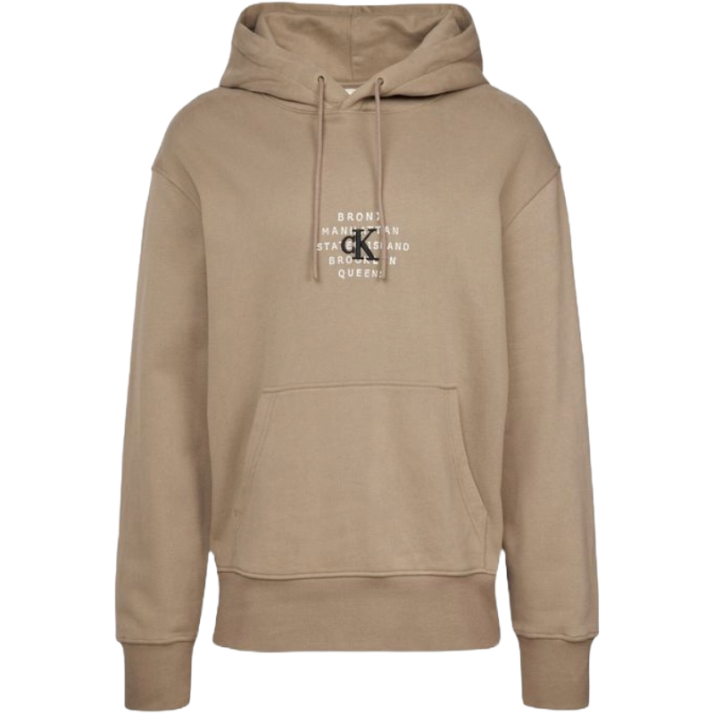 Calvin Klein Jeans Beige Cotton Hoodie for Elevated Style
