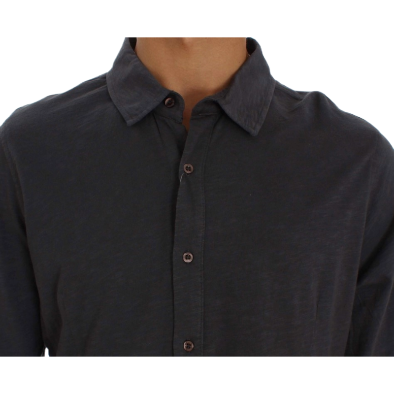 Alpha Massimo Rebecchi Sleek Navy Blue Casual Cotton Shirt