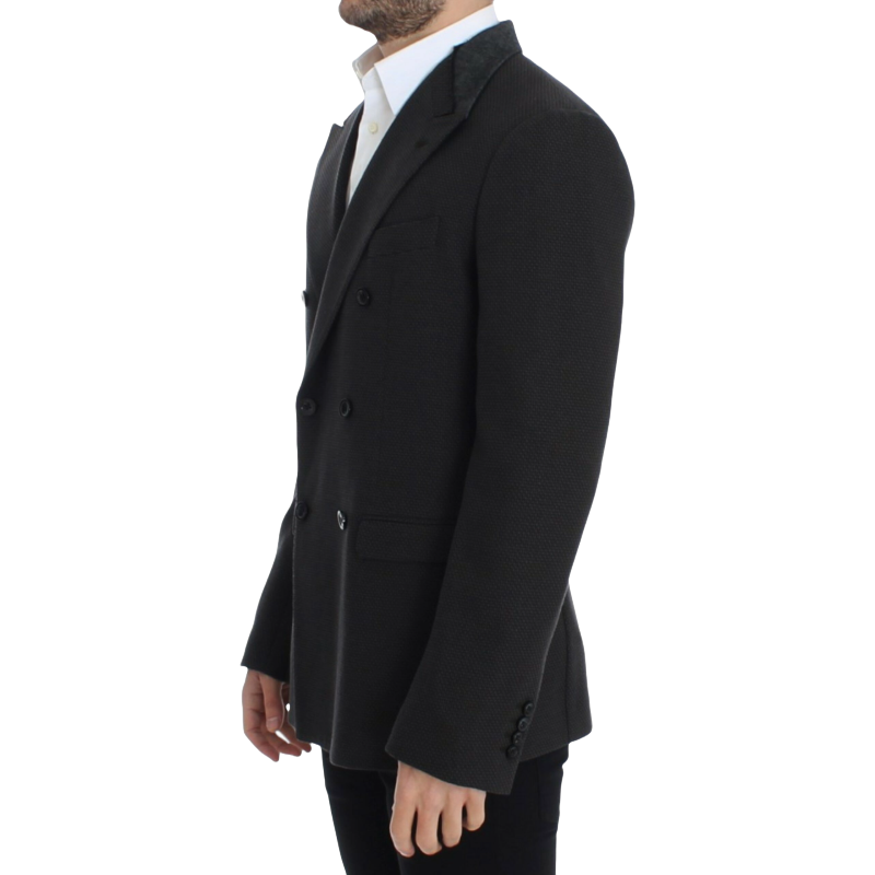 Dolce & Gabbana Brown Wool Silk Double Breasted Blazer