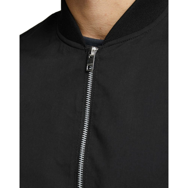 Jack & Jones Black Bomber Jacket with Arm Zipper Elegance