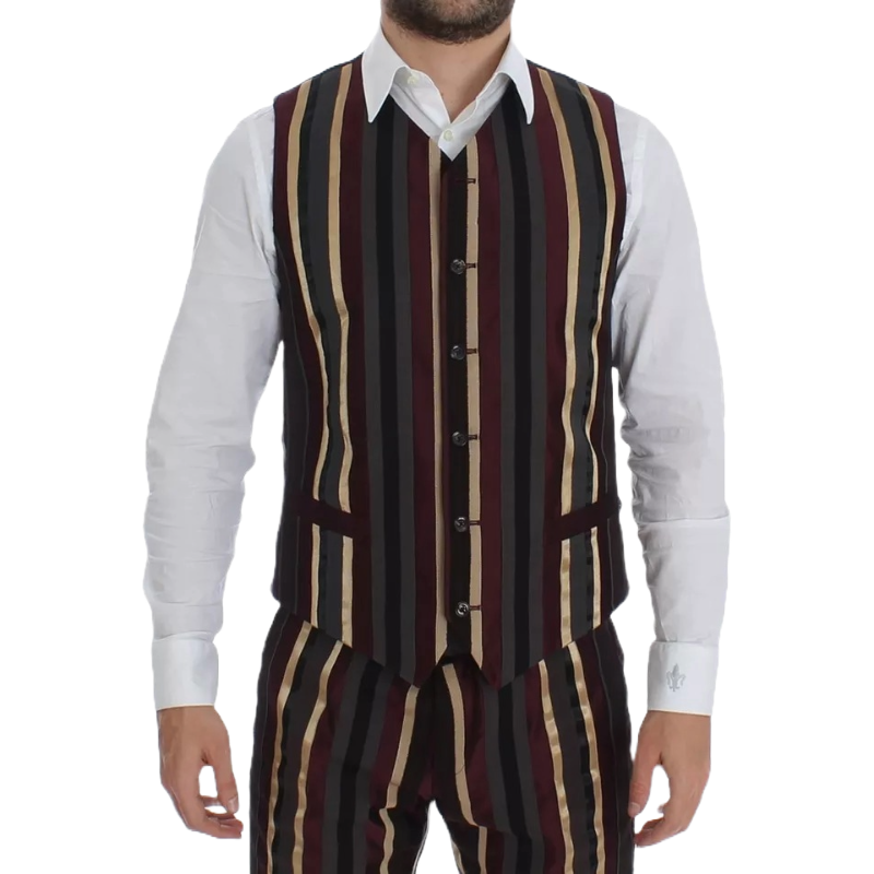 Dolce & Gabbana Burgundy Silk 3 Piece Slim Fit Suit