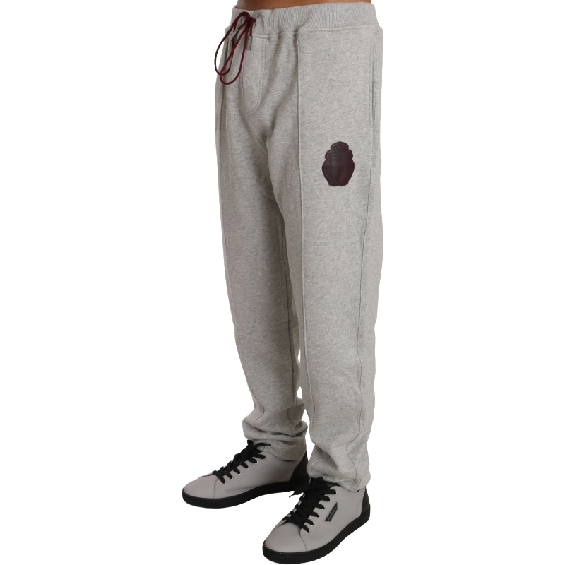 Billionaire Italian Couture Gray Cotton Hooded Sweatsuit Ensemble