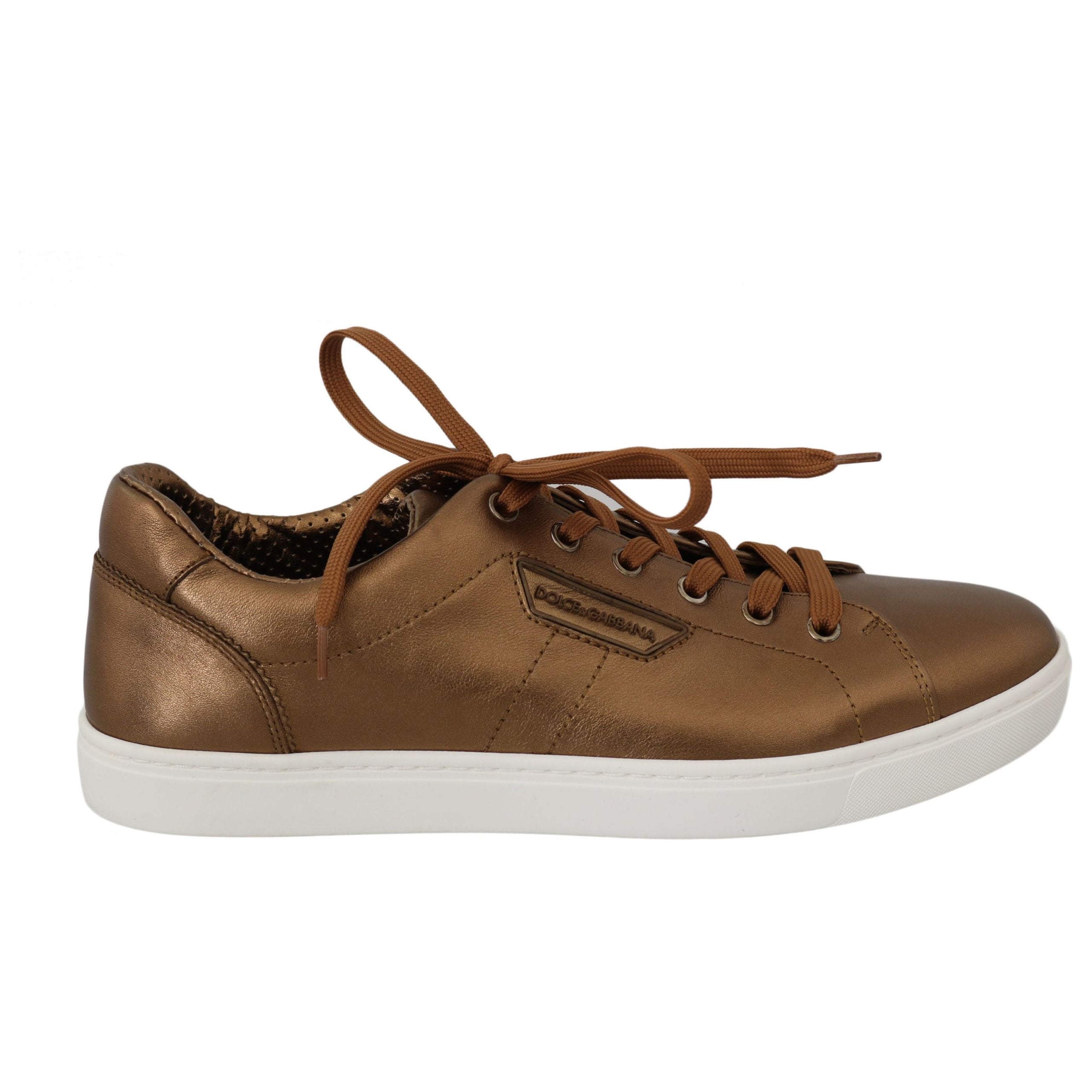 Dolce & Gabbana Golden Metallic Leather Sneakers