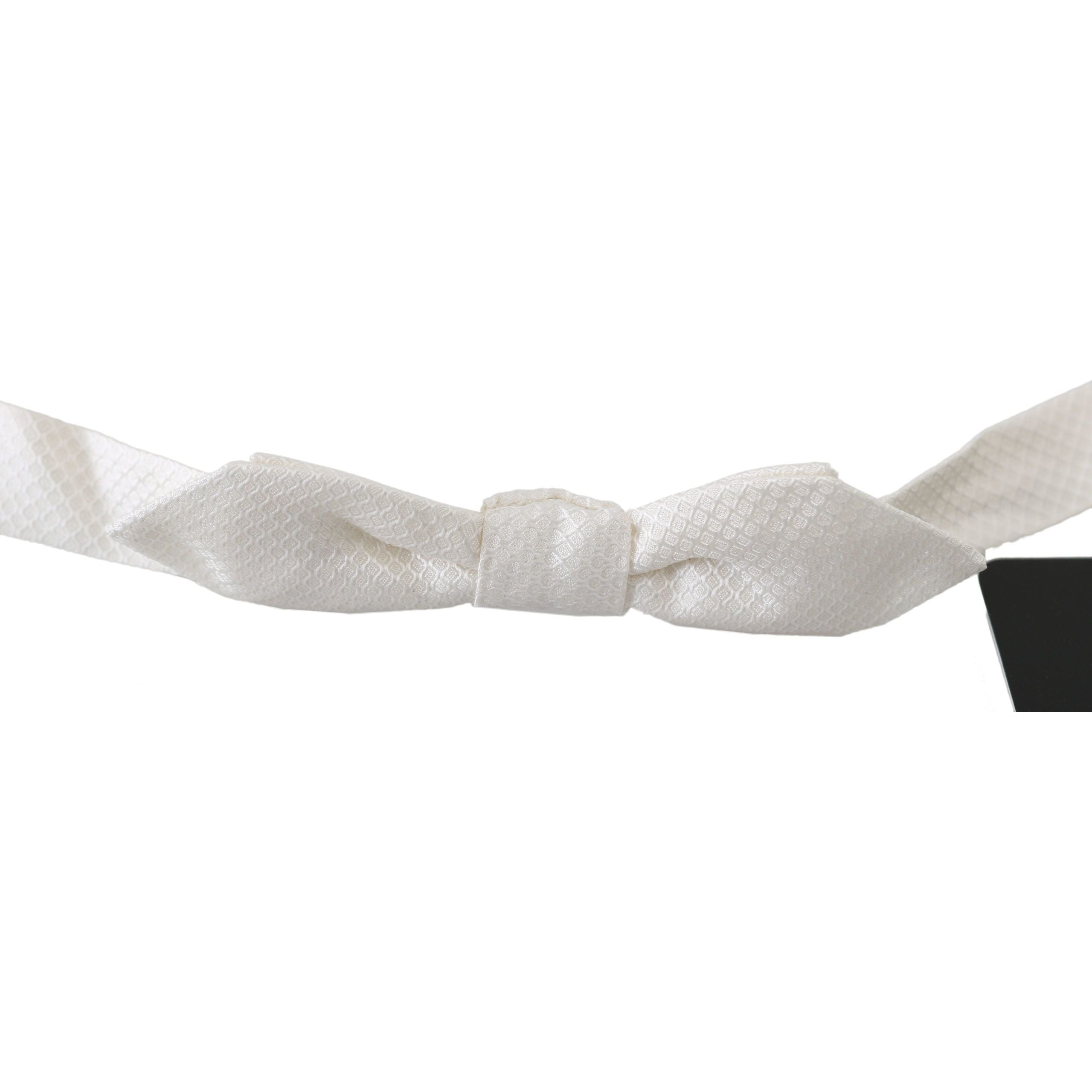 Dolce & Gabbana White Silk Bow Tie Luxury Accessory