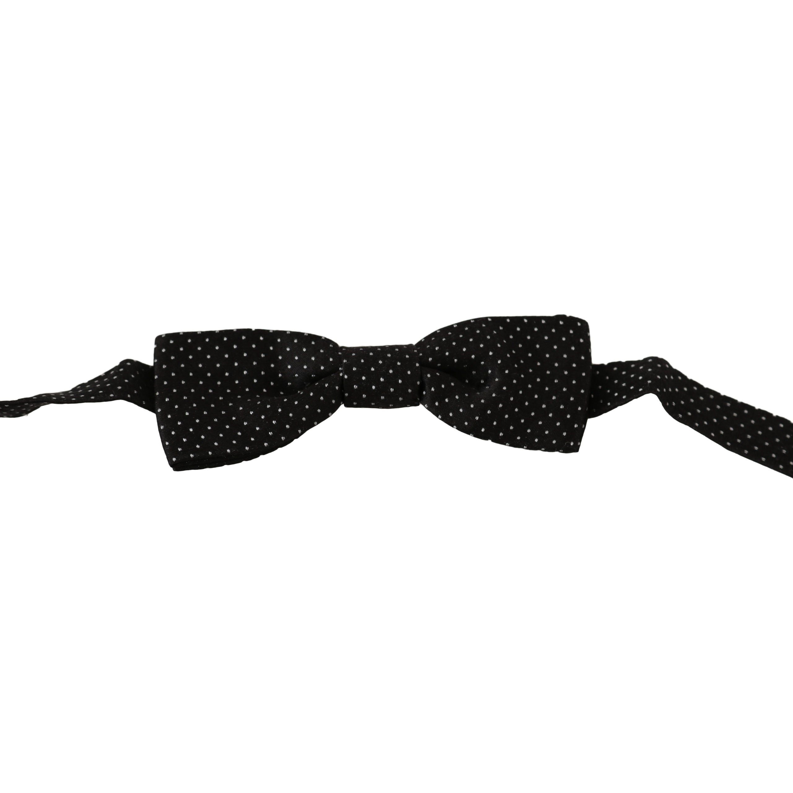 Dolce & Gabbana Black Silk Polka Dot Bow Tie