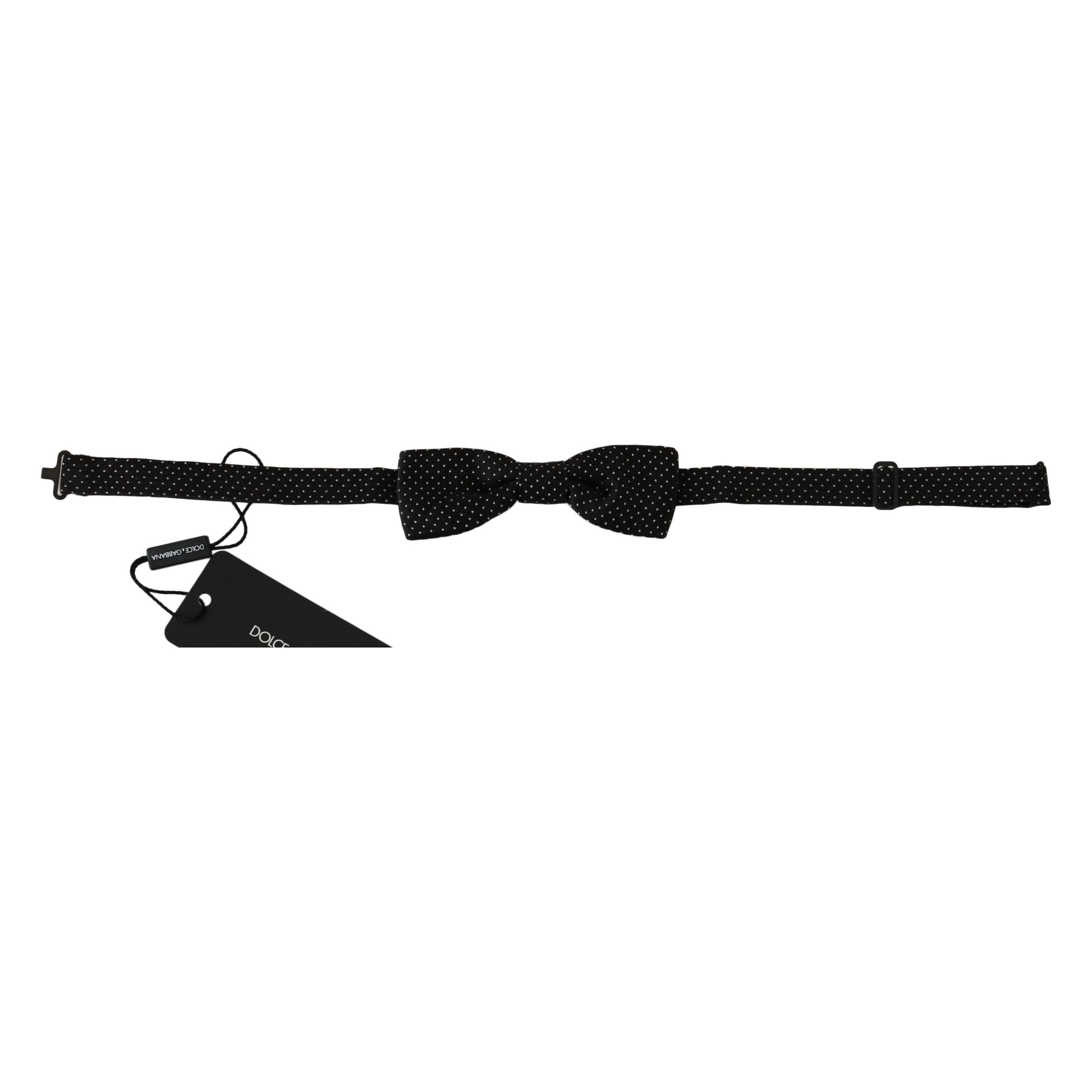 Dolce & Gabbana Black Silk Polka Dot Bow Tie