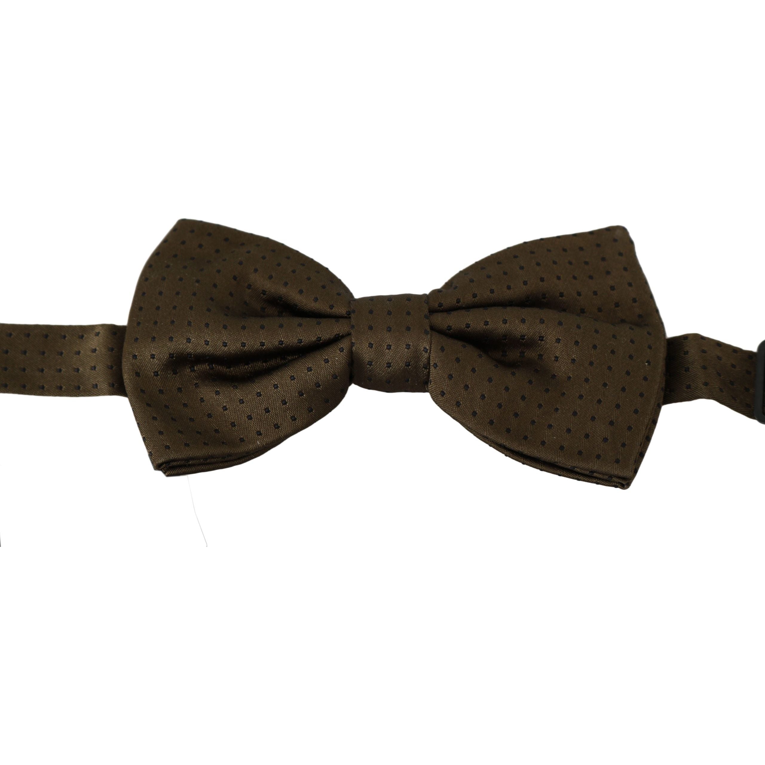 Dolce & Gabbana Brown Silk Polka Dot Bow Tie Accessory