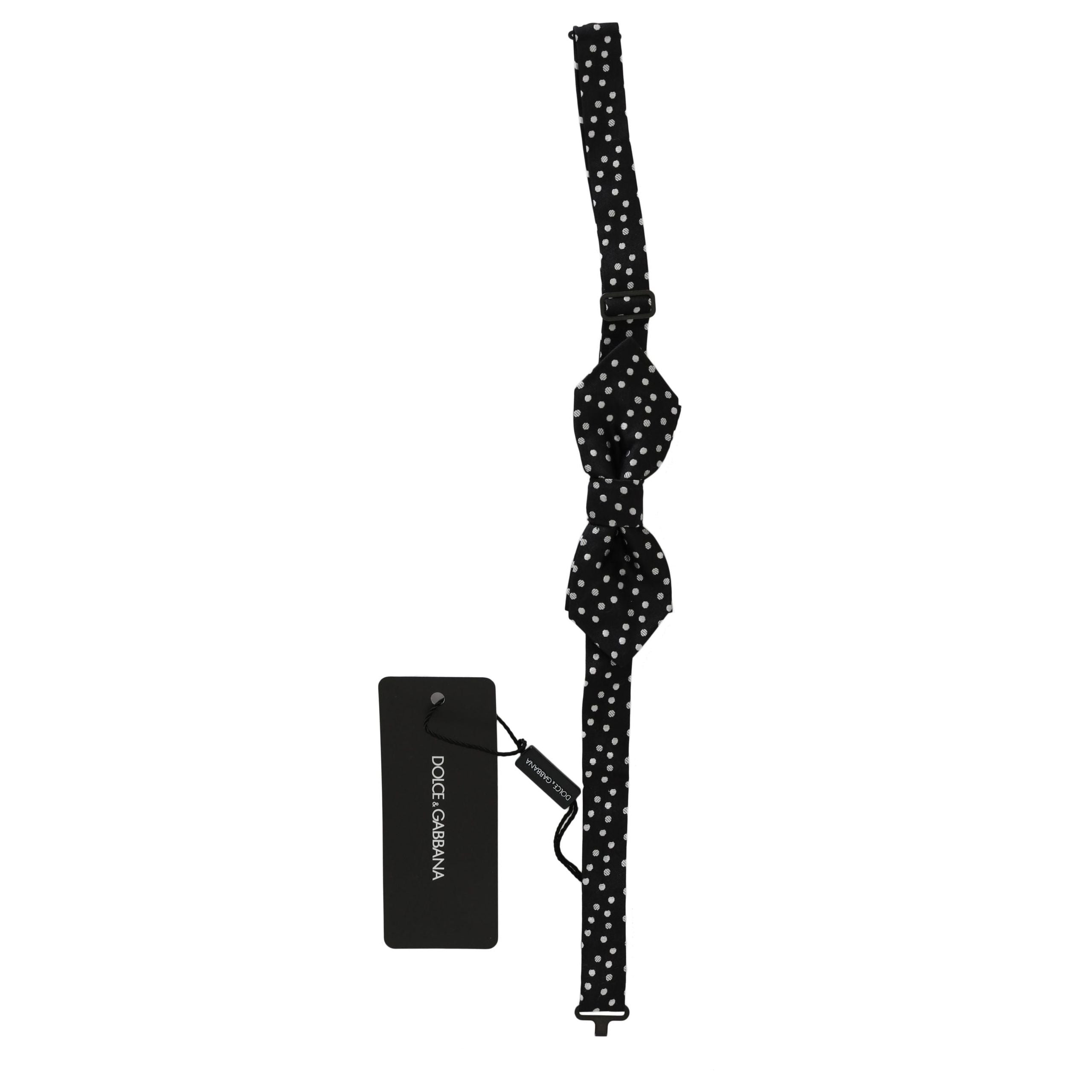 Dolce & Gabbana Black Silk Polka Dot Bow Tie