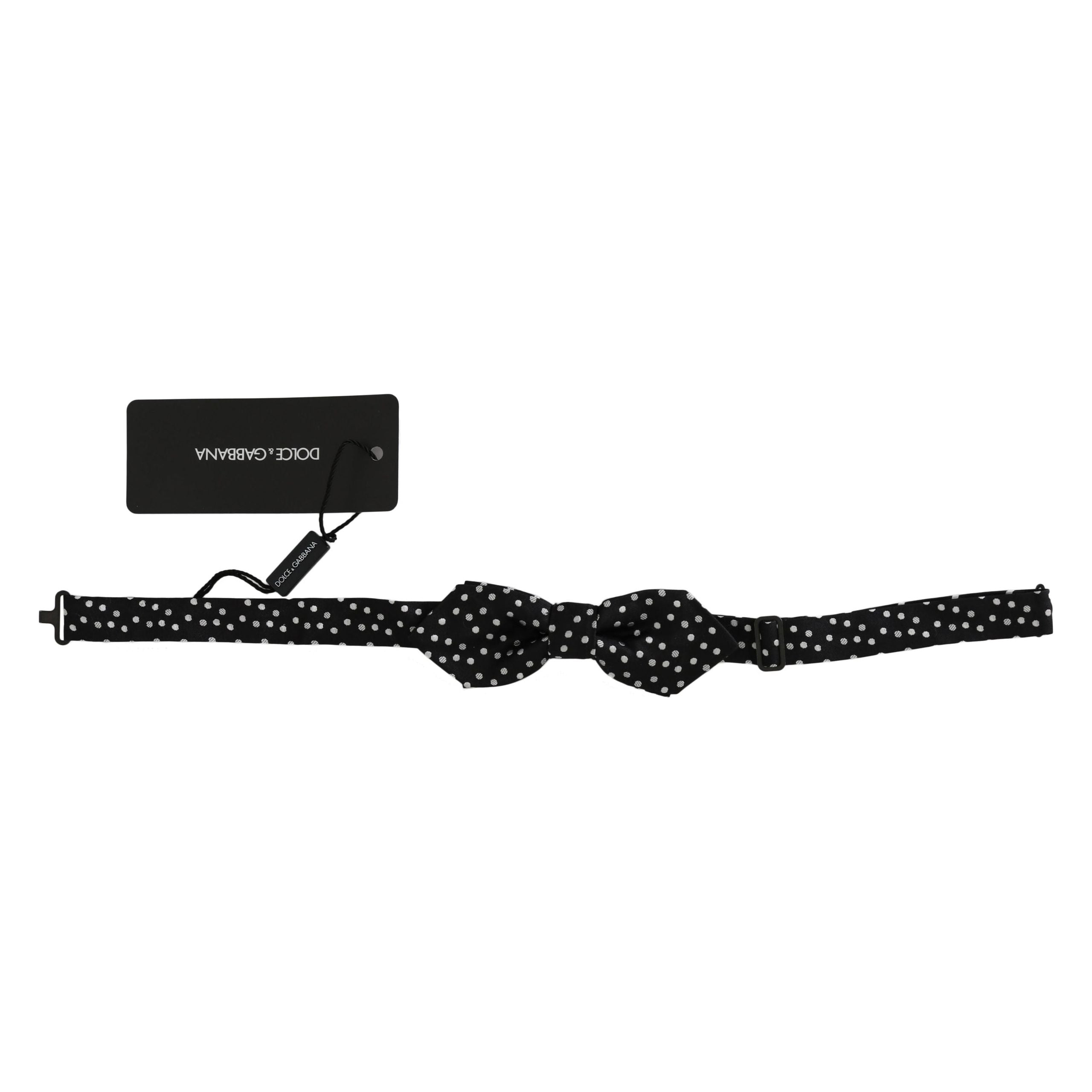 Dolce & Gabbana Black Silk Polka Dot Bow Tie