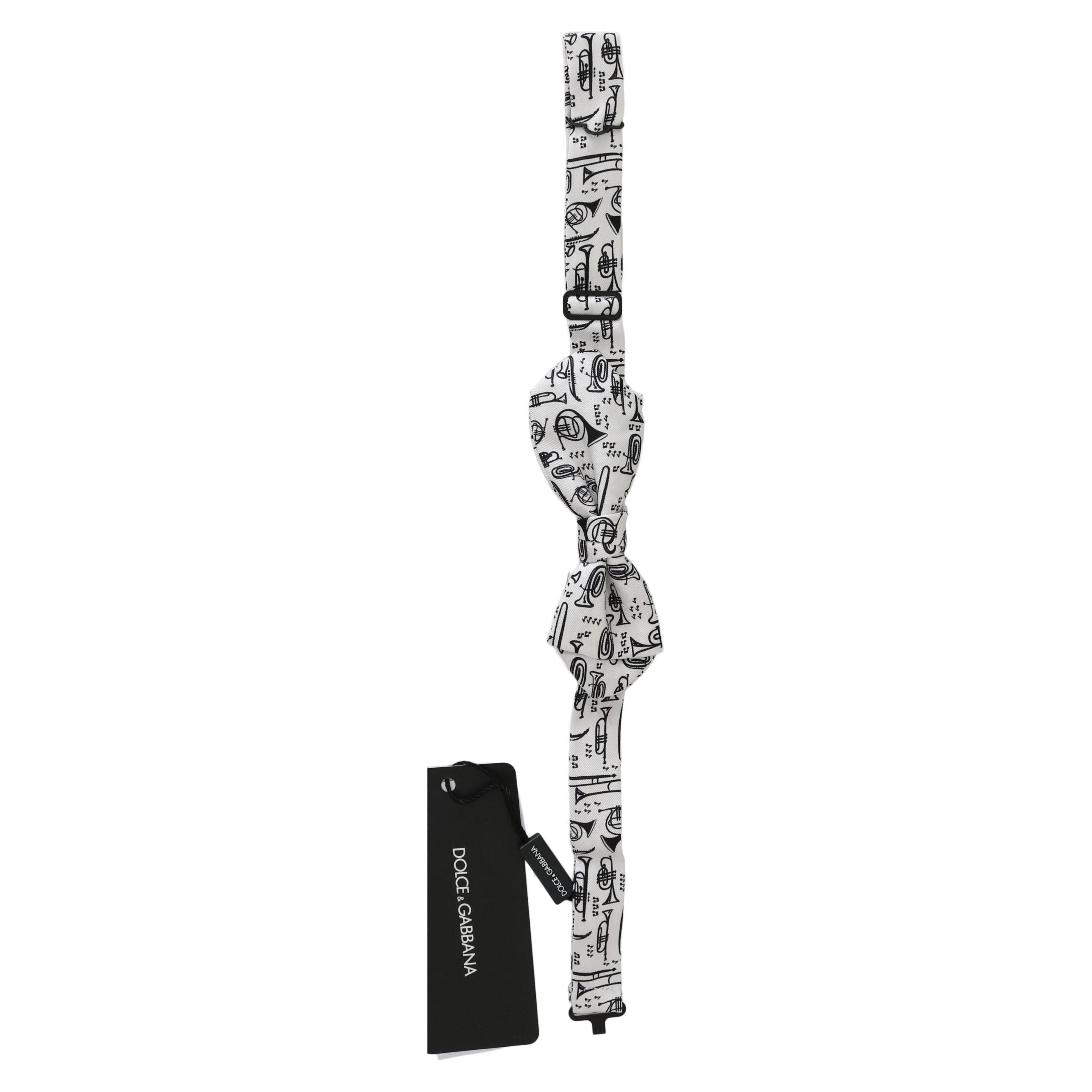 Dolce & Gabbana White Silk Bow Tie for Sophisticated Evenings