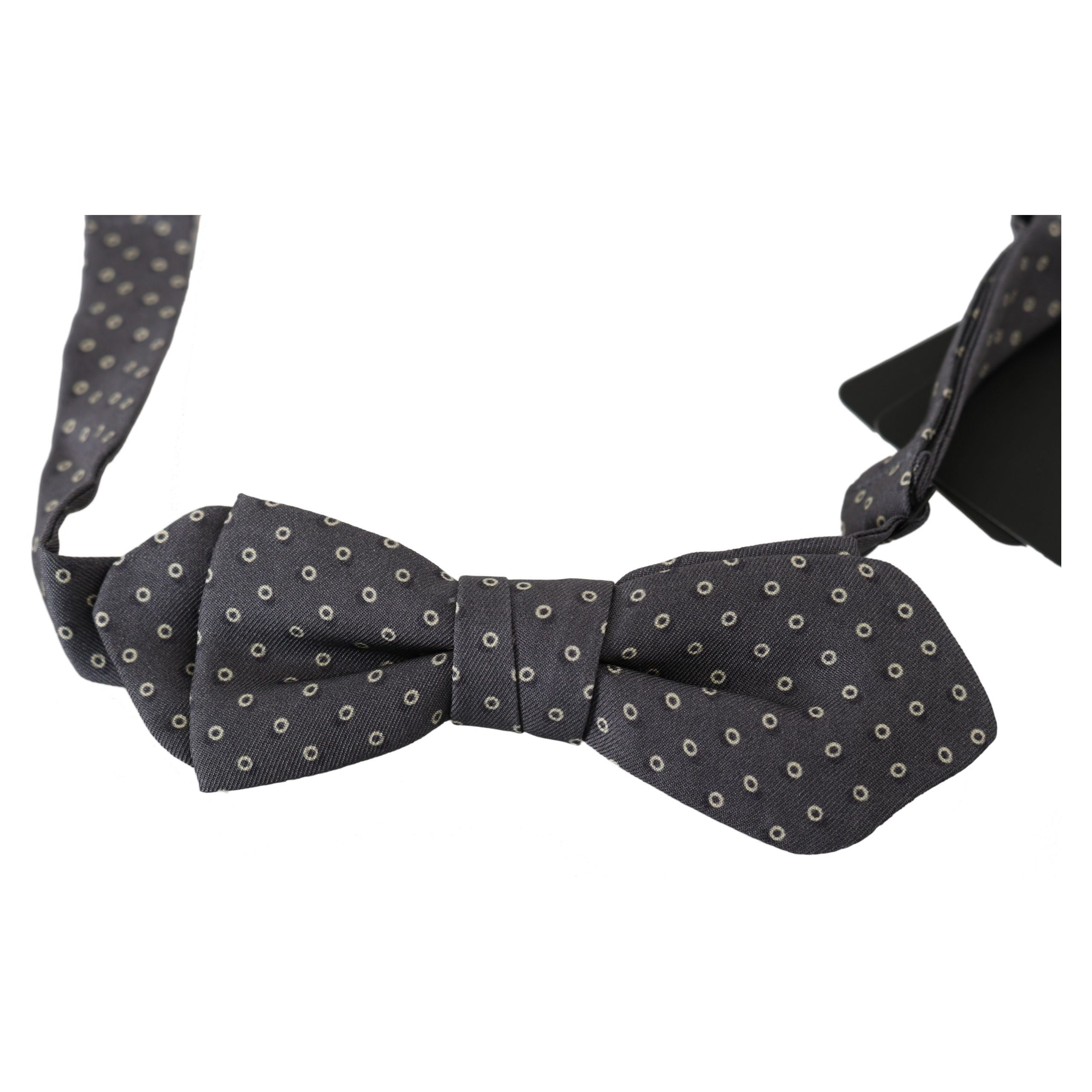 Dolce & Gabbana Gray Silk Circle Pattern Bow Tie
