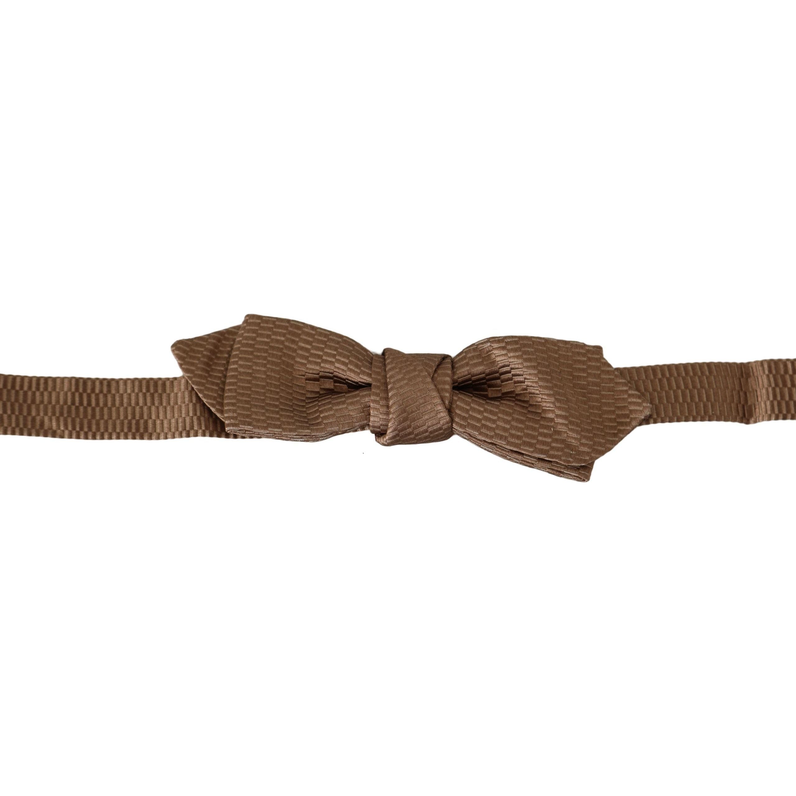 Dolce & Gabbana Brown Silk Bow Tie Accessory