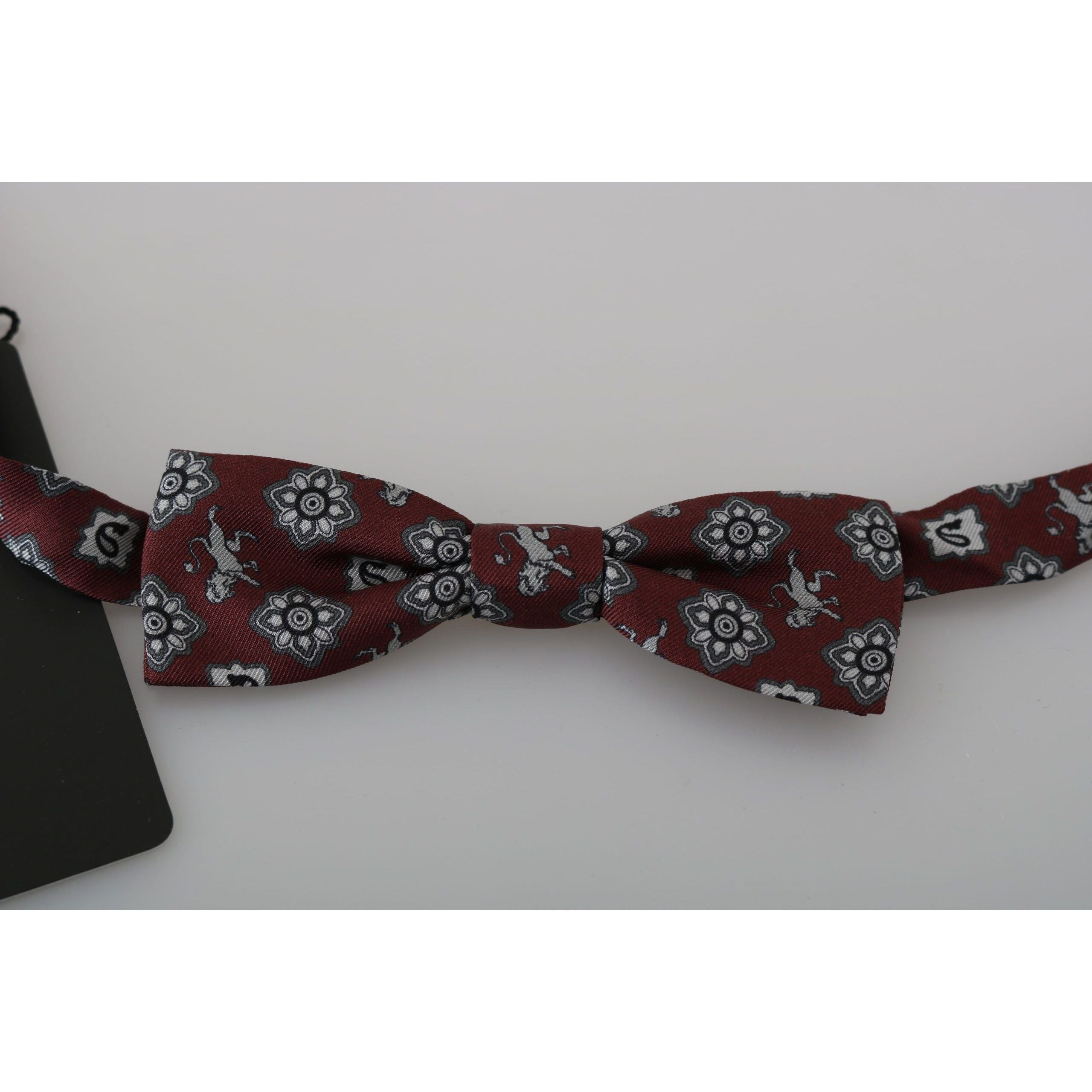 Dolce & Gabbana Bordeaux Silk Bow Tie Accessory