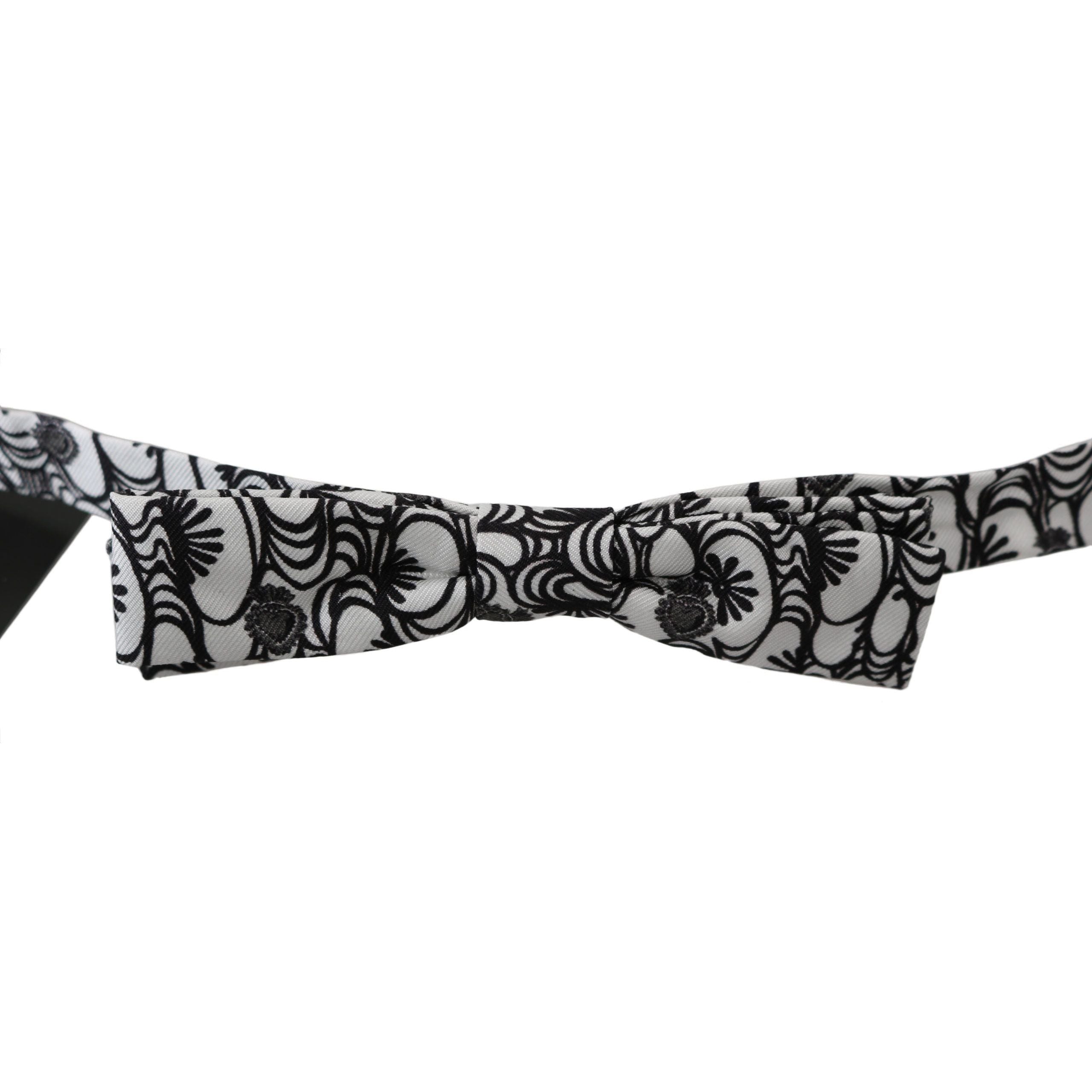Dolce & Gabbana Black Silk Bow Tie with Pattern Elegance